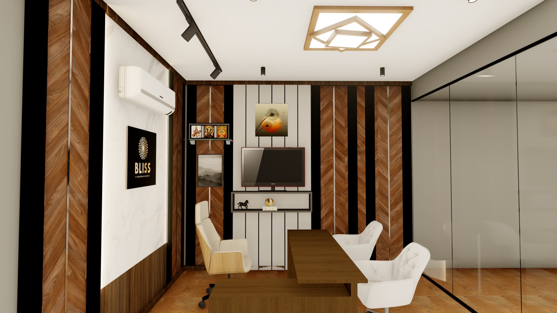 Interior Designers in Hebbal Mysuru - Commercial & Home Interiors Interior designers in Hebbal Mysore: Modern executive office cabin interior design