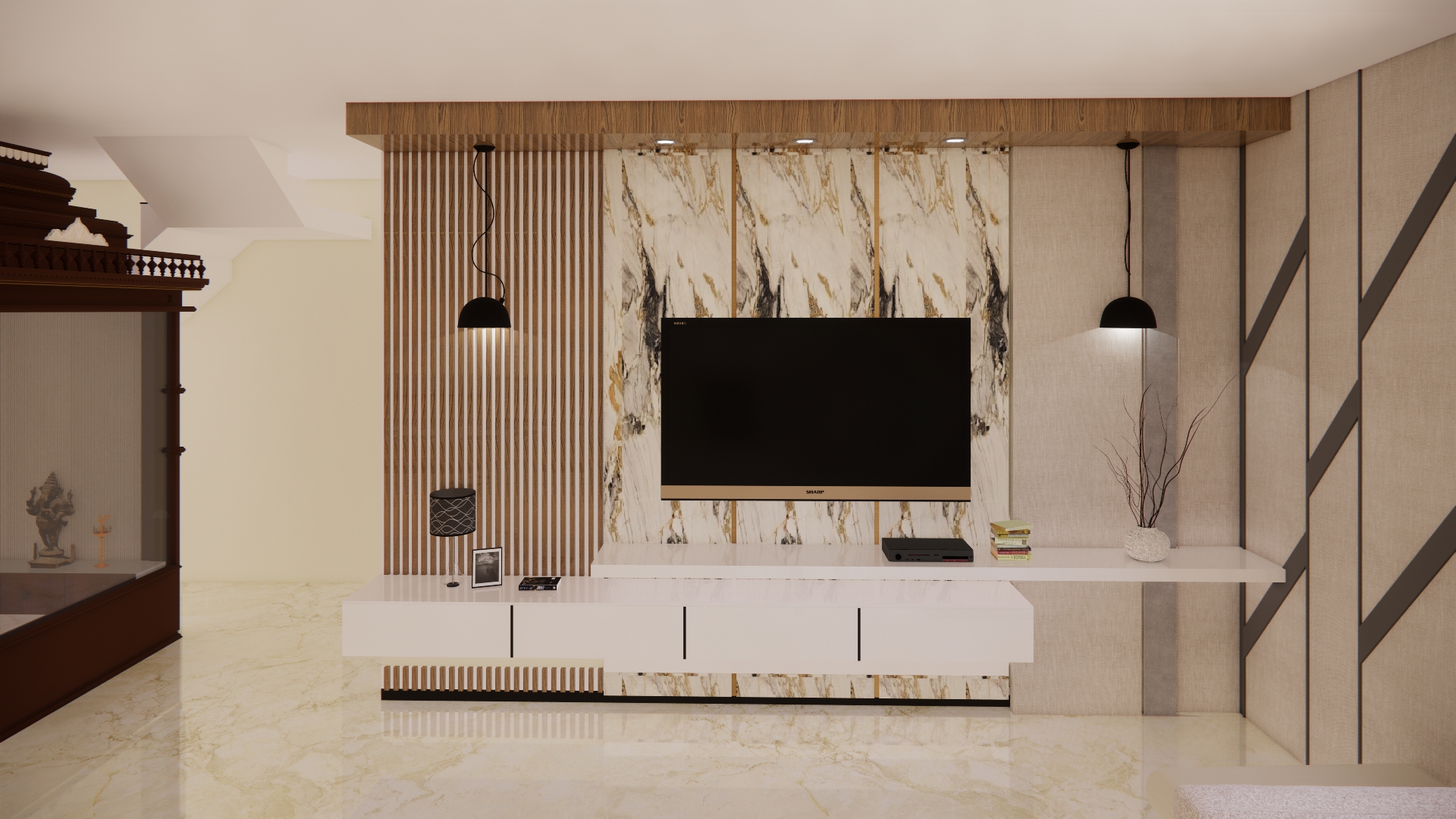 Living Room & TV Unit Design Mysuru