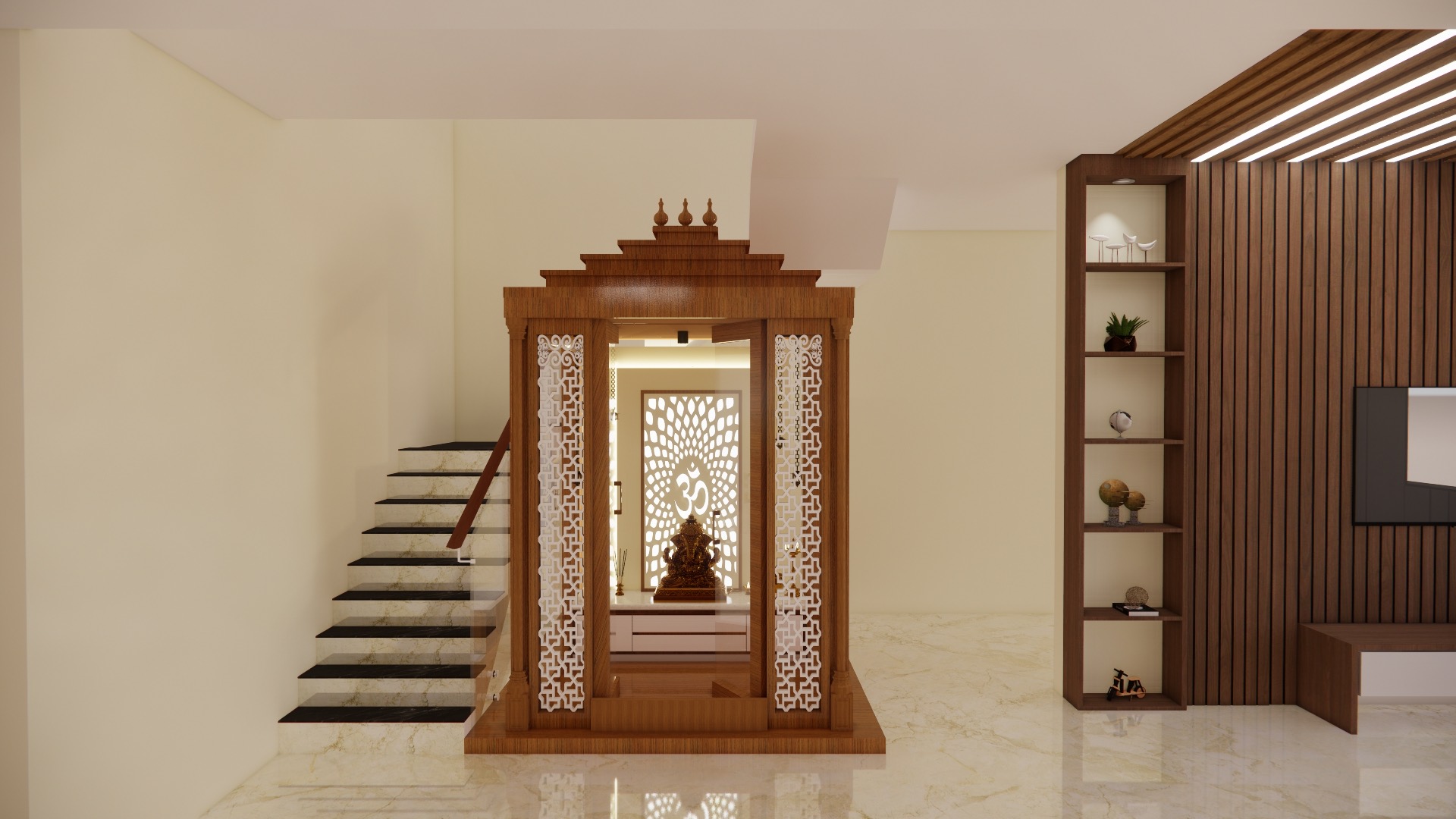 Pooja Room & Temple Design Ideas Mysuru Pooja room and temple design ideas Mysuru: Teakwood pooja room mandir